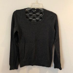 Forever 21 grey sweater with black lace